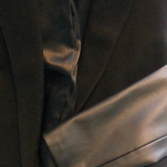 Bloomingdales Aqua black wool/vegan leather coat M - Picture 5 of 10